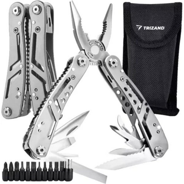 Trizand Multitool Multifunktionales Survival Set 13 in 1, (Spar-Set, 1 St., 11 Bits), beim Überleben, beim Angeln, Wandern, Camping, im Zelt