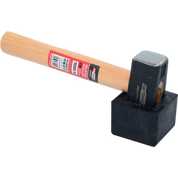 TRIZERATOP Plattenverlegehammer Pflasterhammer, Gummihammer 1,0 kg mit Gummiaufsatz 26 cm