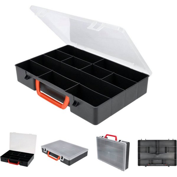 TRIZERATOP Werkzeugkoffer Sortimentskasten 300x220x55 Aufbewahrungsbox, Organizer, 10 Fächer (komplett, komplett)