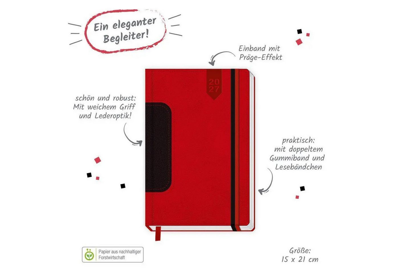 Trötsch Verlag Taschenkalender TRÖTSCH - Buchkalender A5 Rot 2027 – Bild 2 von 4
