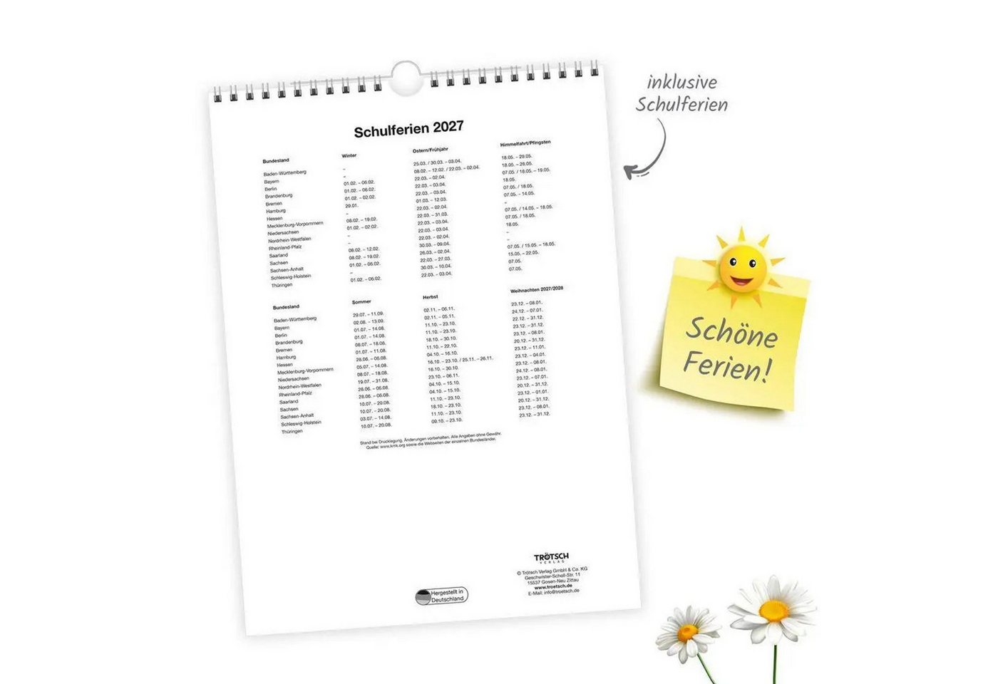Trötsch Verlag Wandkalender TRÖTSCH - Classickalender Blumenkalender 2027 – Bild 2 von 5