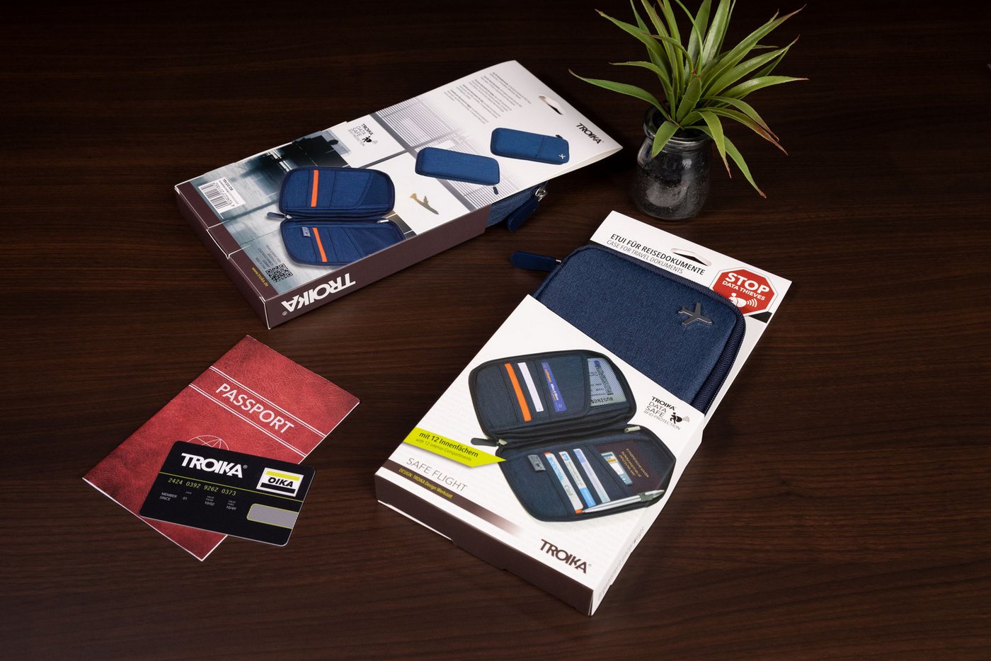 TROIKA Dokumententasche SAFE FLIGHT – Etui mit RFID-Schutz vor Datendiebstahl, 12 Fächer (1-tlg., 24,3 x 13,3 x 2,2 cm), für Reisepass, Tickets & Ausweise – Rei – Bild 4 von 5