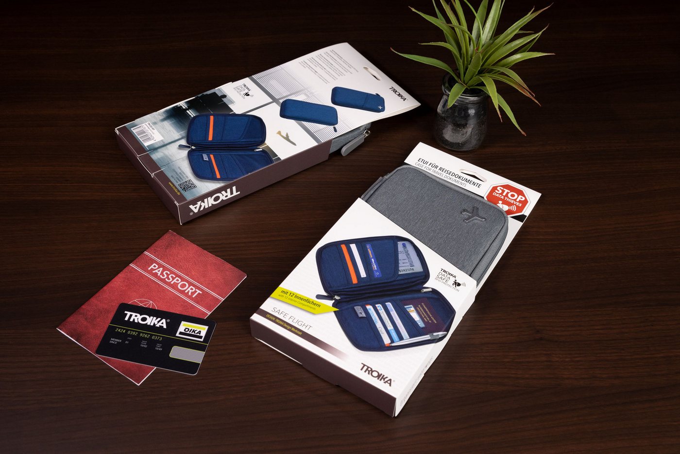 TROIKA Dokumententasche SAFE FLIGHT – Etui mit RFID-Schutz vor Datendiebstahl, 12 Fächer (1-tlg., 24,3 x 13,3 x 2,2 cm), für Reisepass, Tickets & Ausweise – Rei – Bild 5 von 5