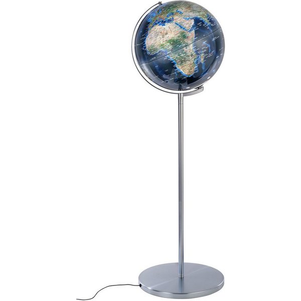 TROIKA Globus SOJUS LIGHT mit LED & verchromtem Standfuß, 43x43x132 cm, (43 cm Durchmesser), englische Beschriftung, in 3 Farbvarianten, hochwertige Verarbeitun