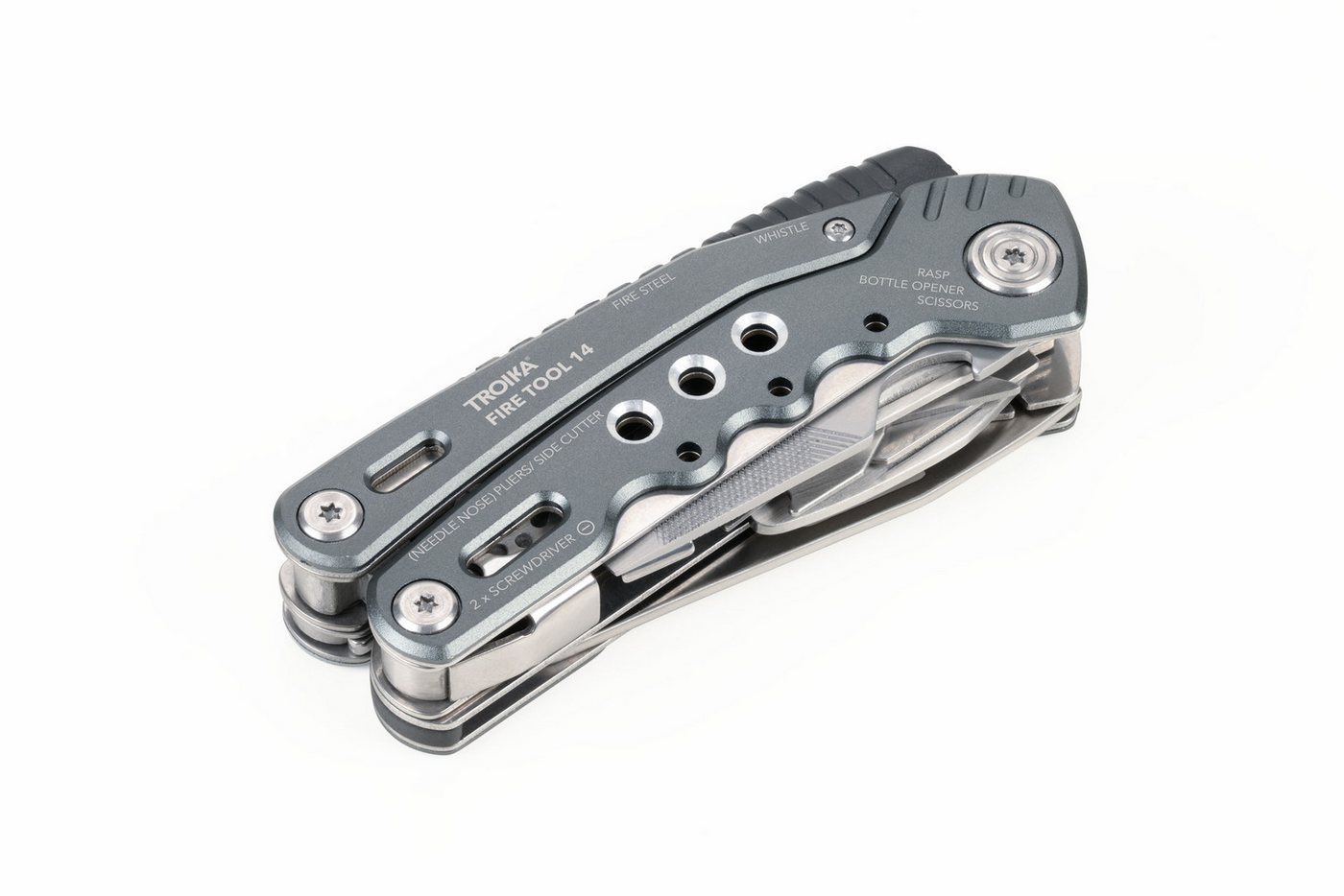 TROIKA Multitool Multifunktionswerkzeuge aus Edelstahl, verschiedene Anwendungsgebiete, mit Karabiner, Zange, Messer & Schraubendreher, 15 Funktionen, Outdoor – Bild 2 von 5