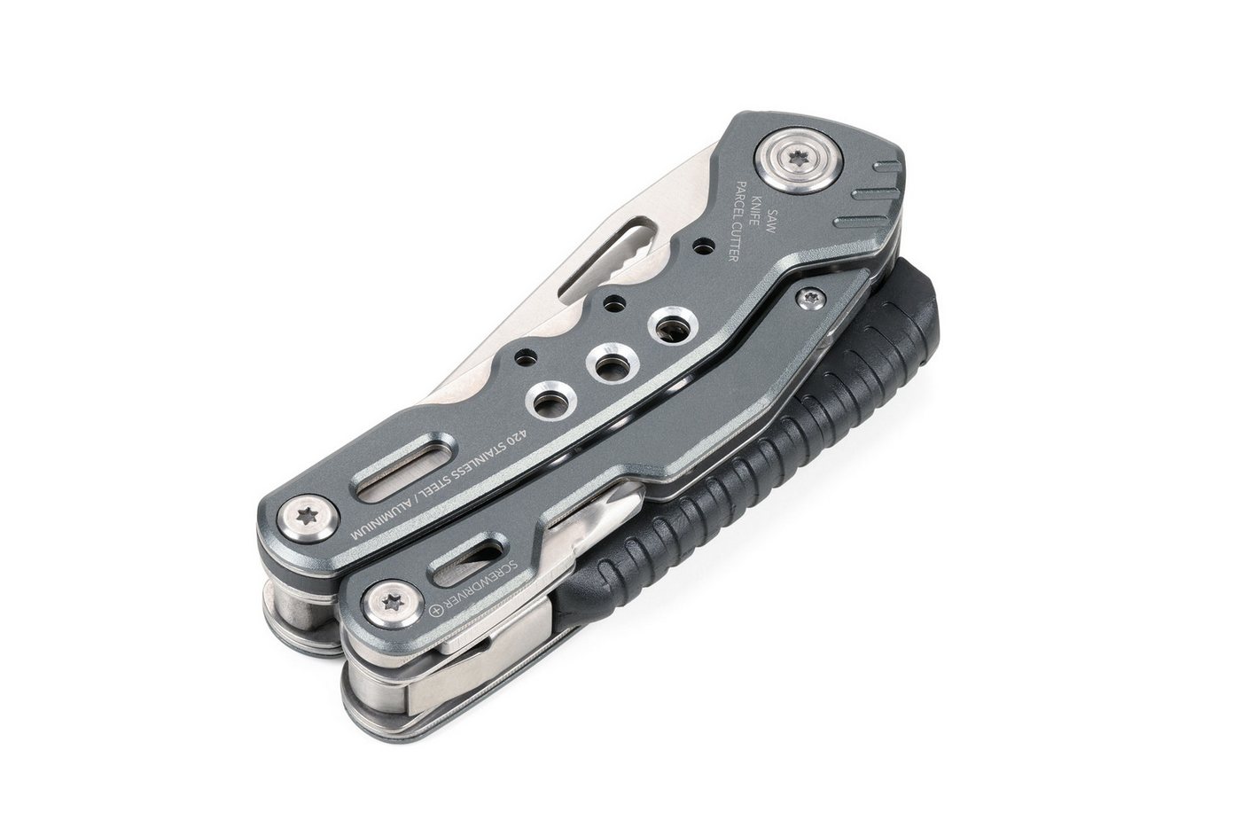 TROIKA Multitool Multifunktionswerkzeuge aus Edelstahl, verschiedene Anwendungsgebiete, mit Karabiner, Zange, Messer & Schraubendreher, 15 Funktionen, Outdoor – Bild 3 von 5