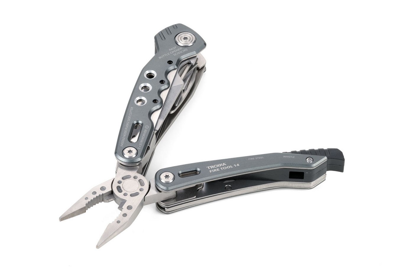 TROIKA Multitool Multifunktionswerkzeuge aus Edelstahl, verschiedene Anwendungsgebiete, mit Karabiner, Zange, Messer & Schraubendreher, 15 Funktionen, Outdoor – Bild 5 von 5