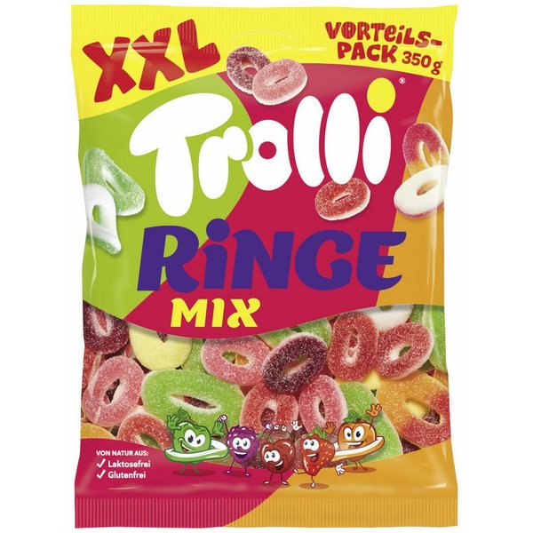 TROLLI Süßigkeit, Trolli Ringe Mix XXL fruchtig-sauer Vorteilspackung Packung 350g