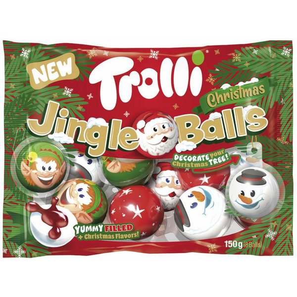 TROLLI Süßigkeit, Trolli Jingle Balls winterliche bunte Schaumzuckerbonbons 150g