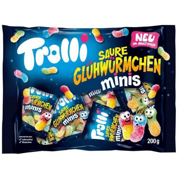 TROLLI Süßigkeit, Trolli Glühwürmchen sauer gezuckerte Fruchtgummi Minis 10x20g 200g