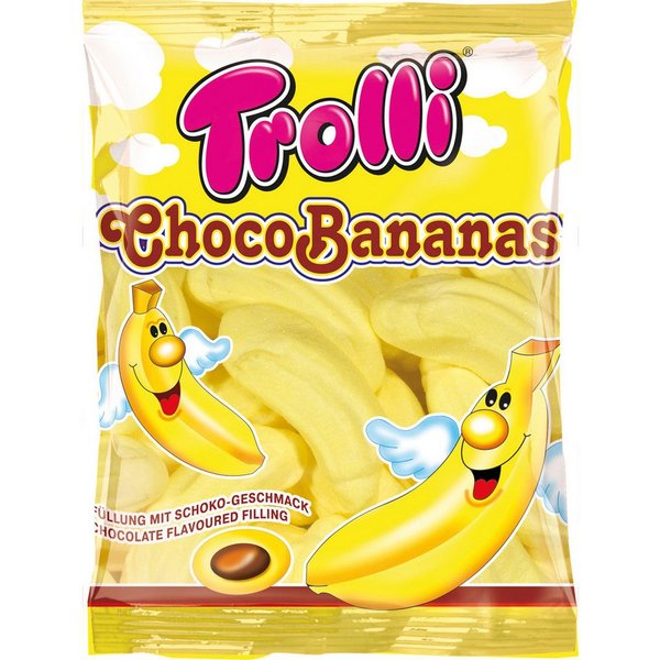 TROLLI Süßigkeit, Trolli Choco Bananas Schaumzucker Bananen mit Schoko Füllung 150g