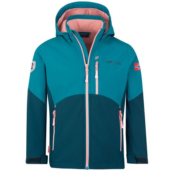 TROLLKIDS Softshelljacke Girls Balestrand Jacket mit Brusttasche und zwei Hüfttaschen mit Reißverschluss, winddicht