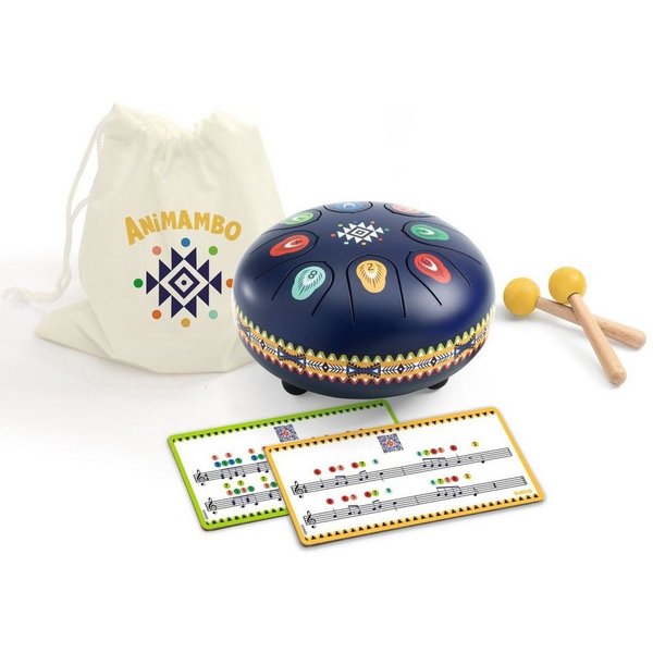 DJECO Trommel Zungentrommel Kinder 8 Töne Animambo Djeco Musikinstrument ab 5