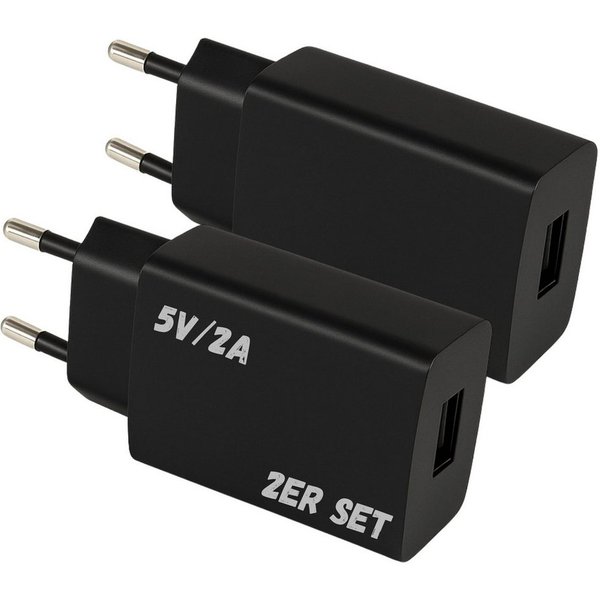 TronicXL 2X USB Netzteil Netzgerät Ladegerät 2A 5V 10W Steckernetzteil Handys USB-Ladegerät (2-tlg., USB-A Buchse für Handy Ladekabel Smartphone schwarz)