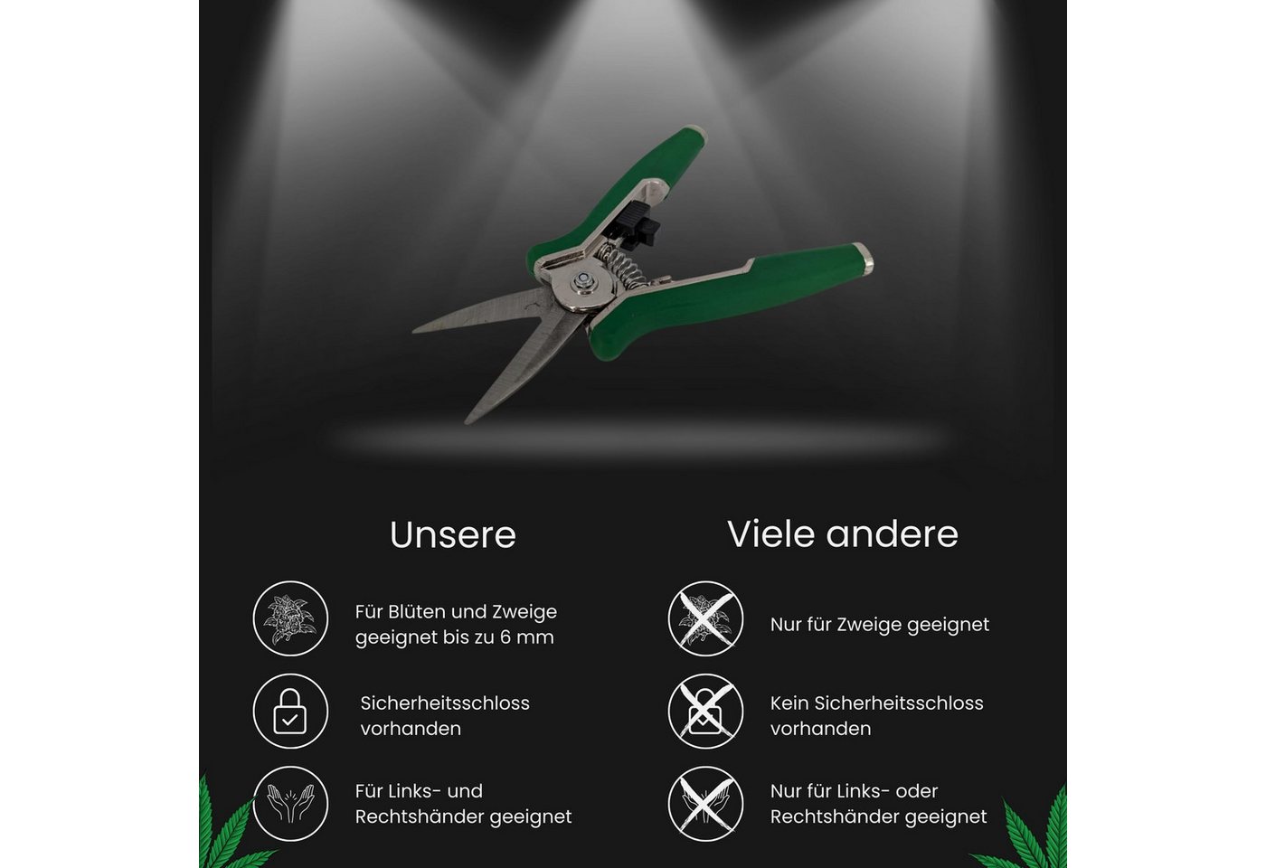 TronicXL Gartenschere Grow Ernteschere Gartenschere Schere für Growbox Zelt Trimmen ernte, (1-tlg), Grower Zubehör für Growschrank Growzelt Komplettset – Bild 5 von 5