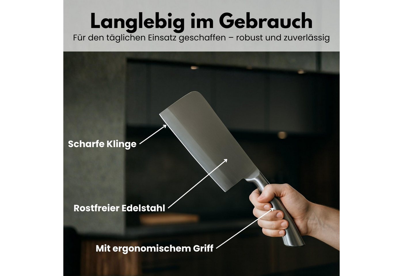 TronicXL Hackmesser Hackbeil Küchenbeil Edelstahl Knochen Fleisch Küche Messer Hackmesser, rostfrei Küchenmesser – Bild 5 von 5