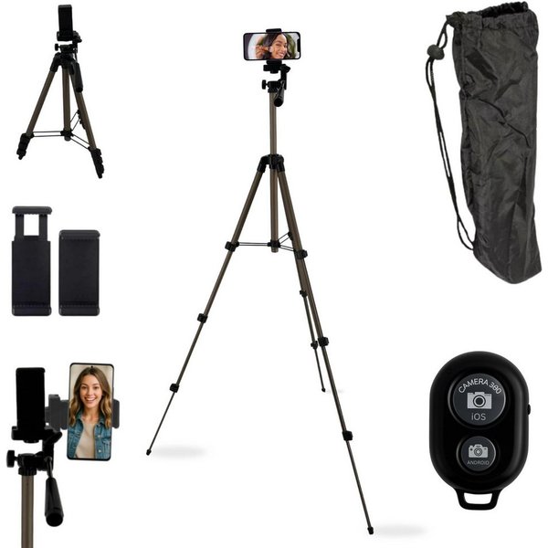 TronicXL Handy-Halterung Smartphone Stativ 114cm mit Fernbedienung Handy Halterung Ständer, (Tripod Foto Video, 1-tlg., Influencer Streaming, für Apple iPhone S