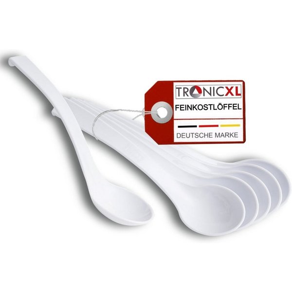 TronicXL Servierlöffel 6 Stück Schöpflöffel Feinkostlöffel Löffel Feinkost weiß Salat Gemüse, spülmaschinengeeignet San Kunststoff lebensmittelecht