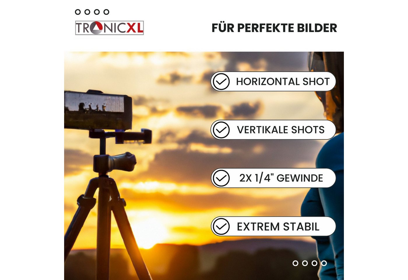 TronicXL Universal Handy Halterung Stativ Adapter Aufsatz für Smartphone iPhone Kamerastativ – Bild 3 von 5