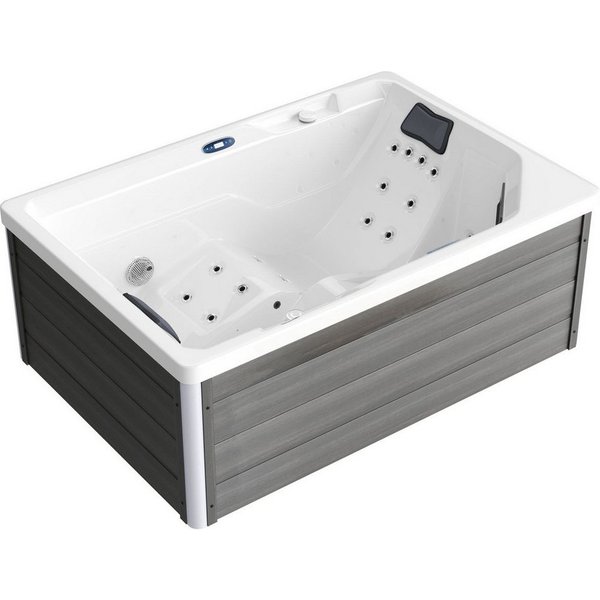 TroniTechnik Eckdusche Outdoor Spa GALERA weiß 190x130, Sanitäracryl, mit integrierter Heizung, Massage, LED