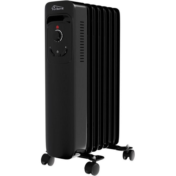 TroniTechnik Eckdusche Ölradiator in schwarz, mobile Elektroheizung 7 Rippen, 1500Watt, energiesparend, Elektroheizung, 1500 Watt, 3 Stufen