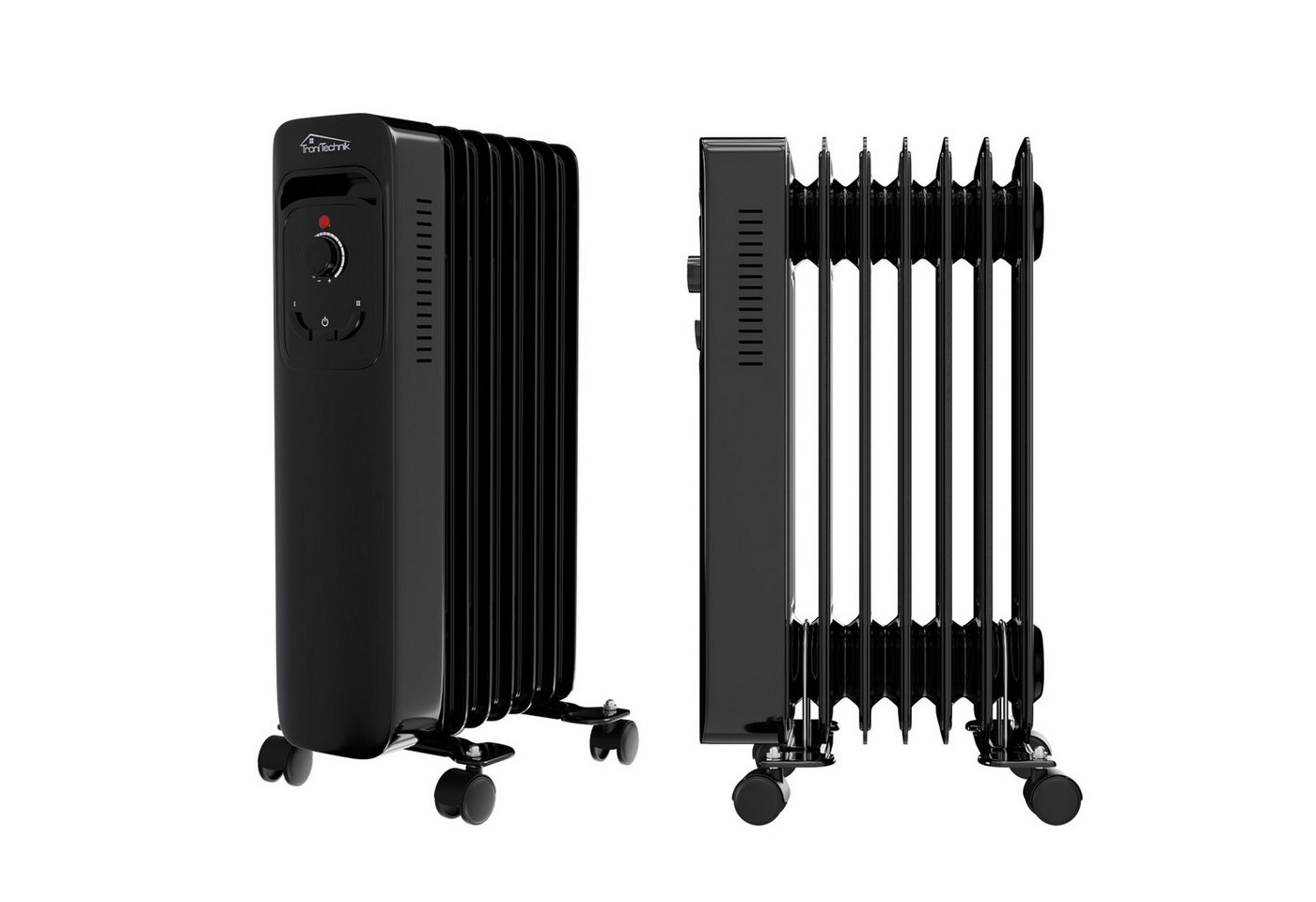 TroniTechnik Eckdusche Ölradiator in schwarz, mobile Elektroheizung 7 Rippen, 1500Watt, energiesparend, Elektroheizung, 1500 Watt, 3 Stufen – Bild 2 von 5