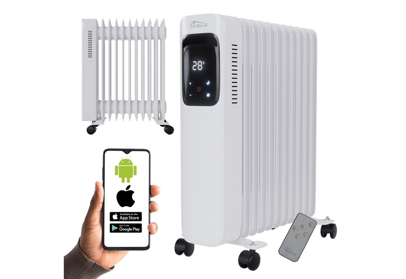 TroniTechnik Ölradiator Ölradiator in weiß, mobile Elektroheizung 11 Rippen, 2500Watt, energiesparend, Elektroheizung, 2500 Watt, 3 Stufen – Bild 2 von 5
