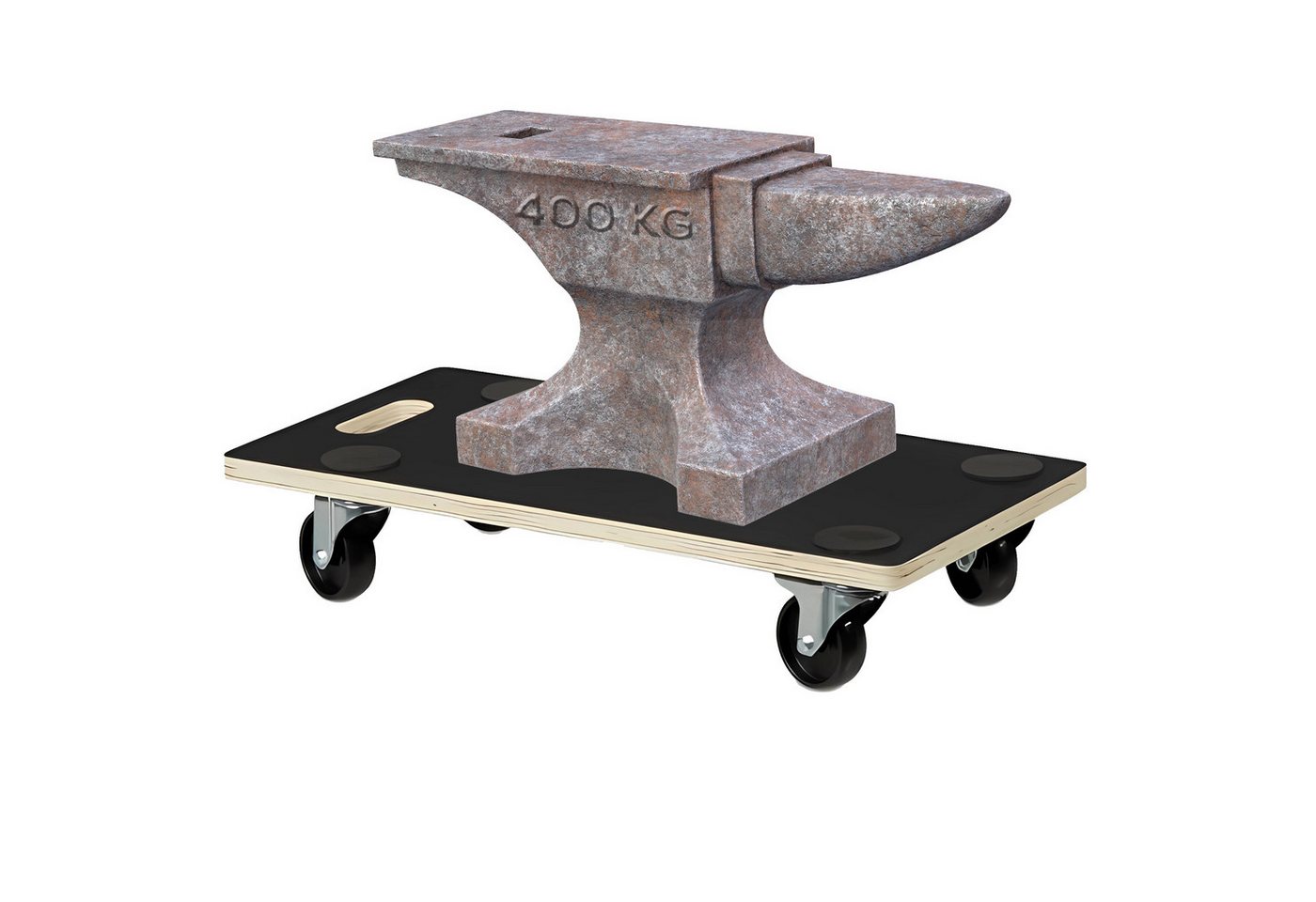 TroniTechnik Eckdusche Rollbrett Transportroller rutschfest 400 kg Tragfähigkeit, rutschfest, 360° Rollen, mit Feststellbremse – Bild 2 von 5