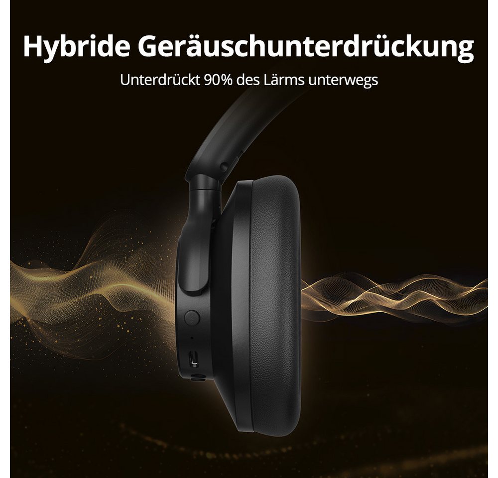 Tronsmart SOUNFII Q20S Hybrid ANC-Kopfhörer, Bluetooth Kopfhörer Over-Ear-Kopfhörer (Google Assistant, Siri, Bluetooth, 60 Stunden Spielzeit, Hybride aktive Ger – Bild 2 von 5