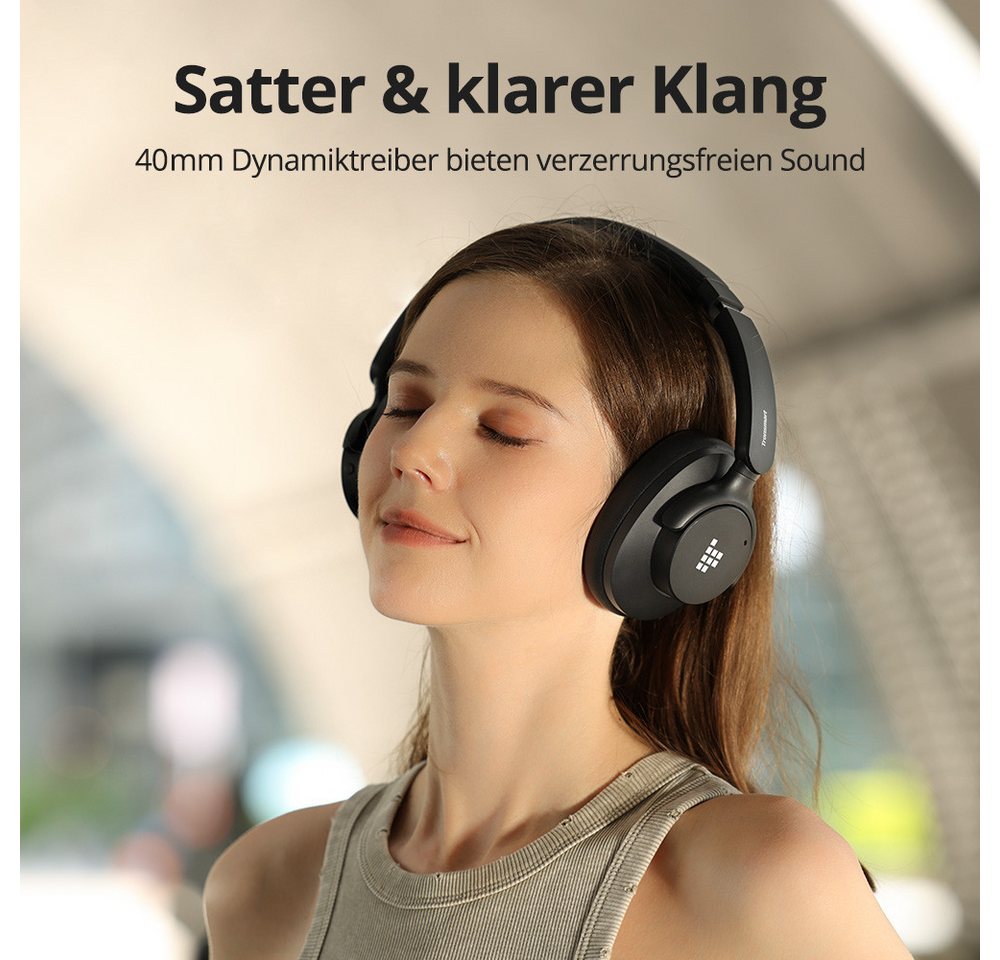Tronsmart SOUNFII Q20S Hybrid ANC-Kopfhörer, Bluetooth Kopfhörer Over-Ear-Kopfhörer (Google Assistant, Siri, Bluetooth, 60 Stunden Spielzeit, Hybride aktive Ger – Bild 4 von 5