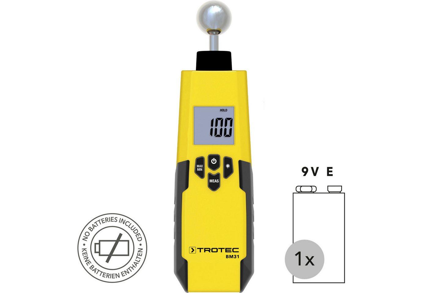 TROTEC Feuchtigkeitsmesser BM31, Feuchteindikator Abschaltautomatik Schimmel Feuchte Wände Innenraum – Bild 2 von 5