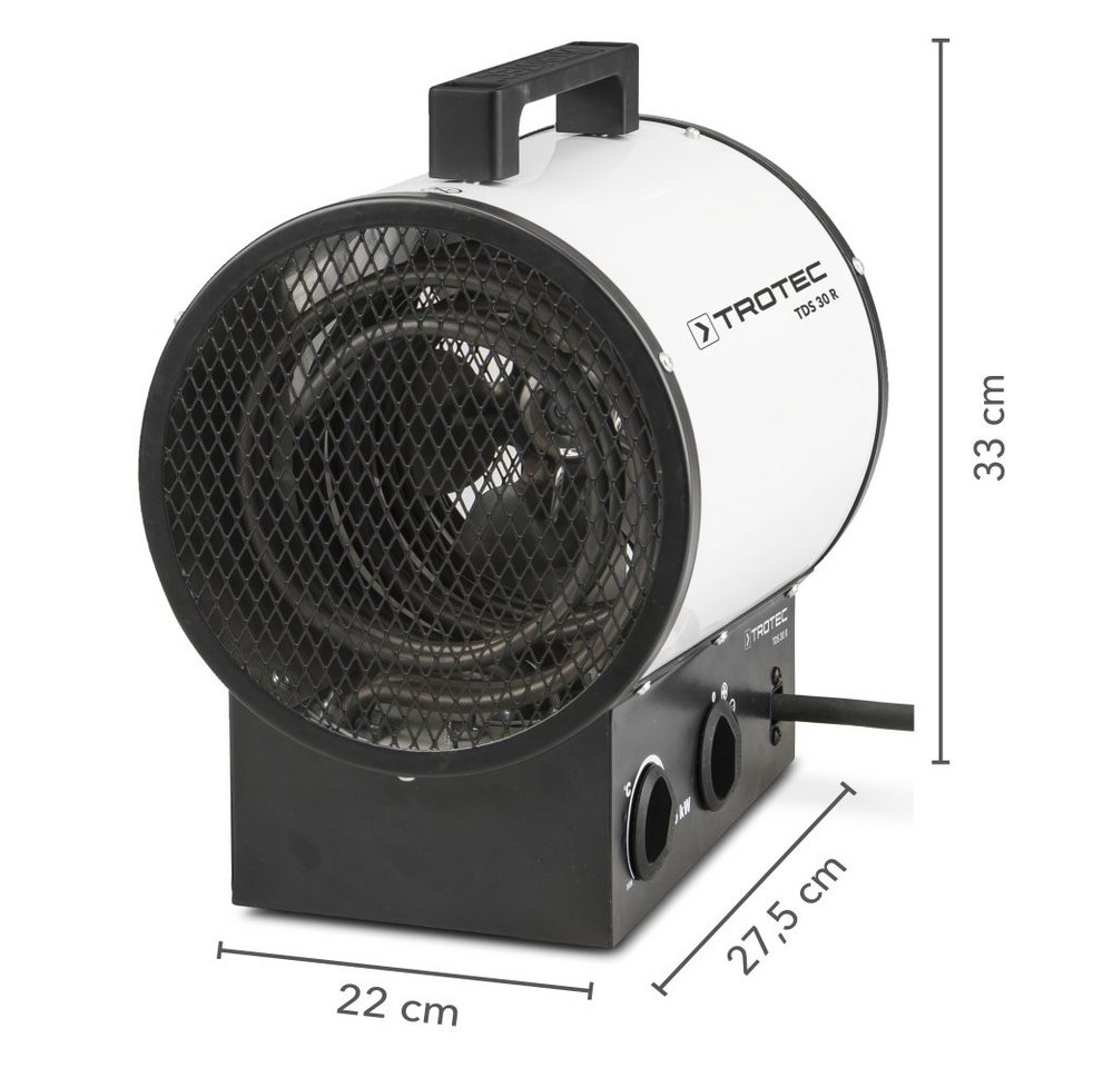 TROTEC Heizlüfter Elektroheizer TDS 30 R, 5000 W, Thermostat, Überhitzungsschutz, Temperaturregelung mit 3 Heizstufen – Bild 2 von 5
