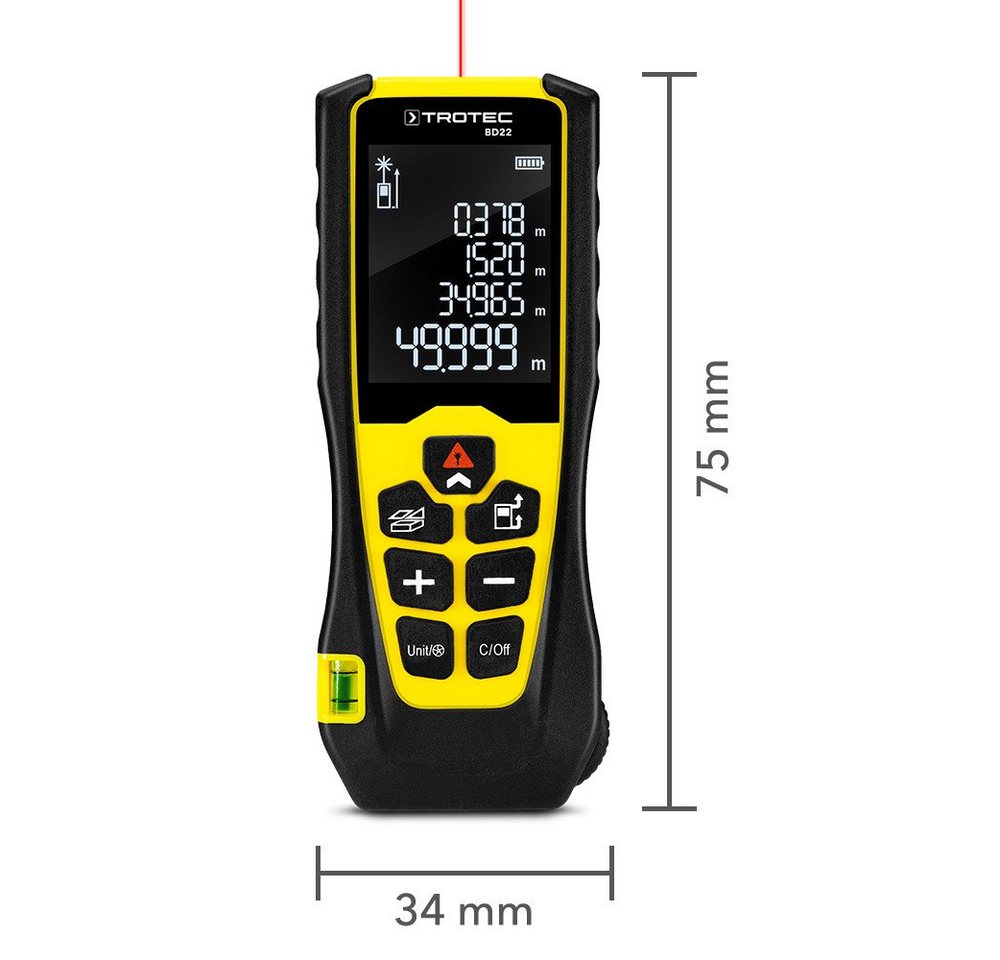 TROTEC Winkelmesser Laser-Entfernungsmesser BD22, 0,05 m bis 50 m Entfernungsmessung – Bild 2 von 5