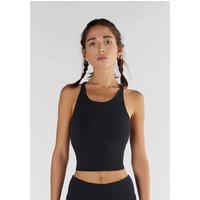 TRUE NORTH Bio-Damen-Crop-Top mit Rundhalsausschnitt, black, Gr. M