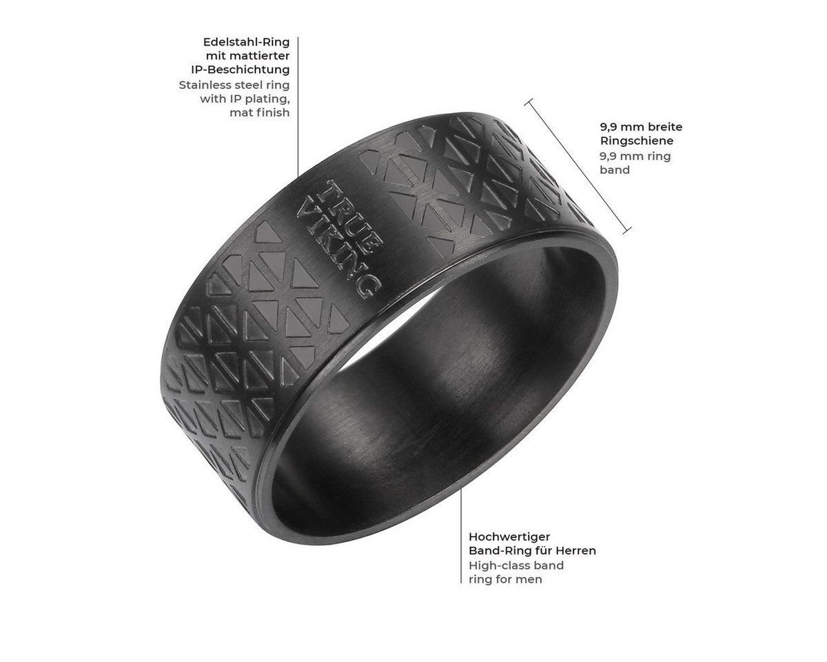 True Rebels Fingerring Bandring aus Edelstahl, in schwarz, für Männer – Bild 2 von 5