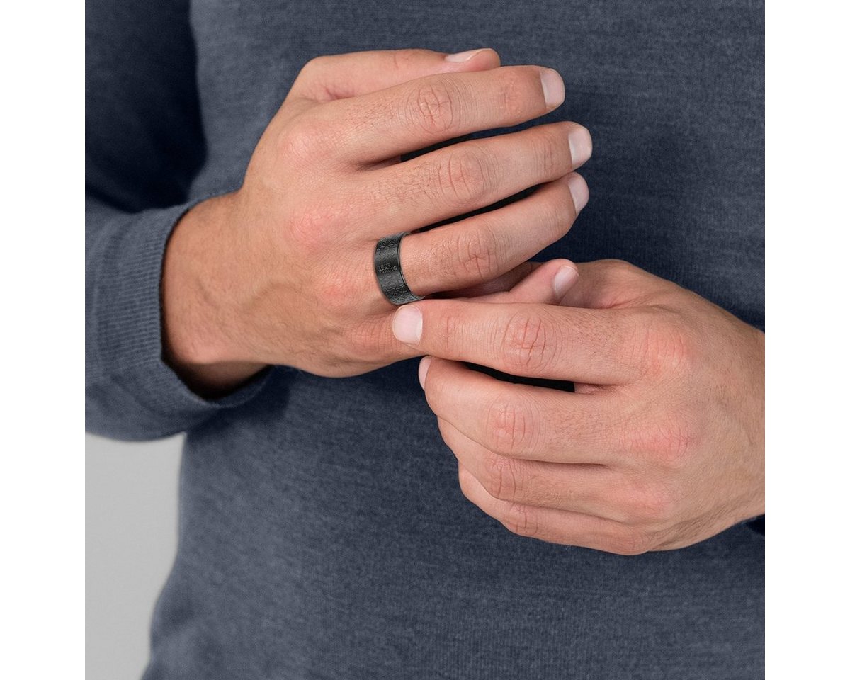 True Rebels Fingerring Bandring aus Edelstahl, in schwarz, für Männer – Bild 3 von 5