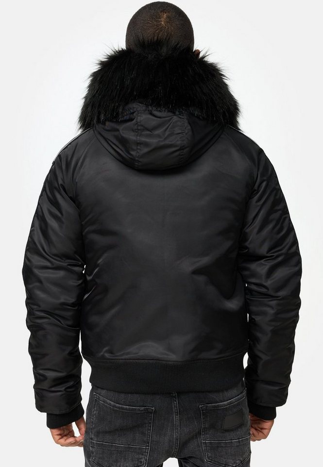 trueprodigy Bomberjacke Jonathan Teddy Stoff Kapuze abnehmbares Fellimitat – Bild 3 von 5