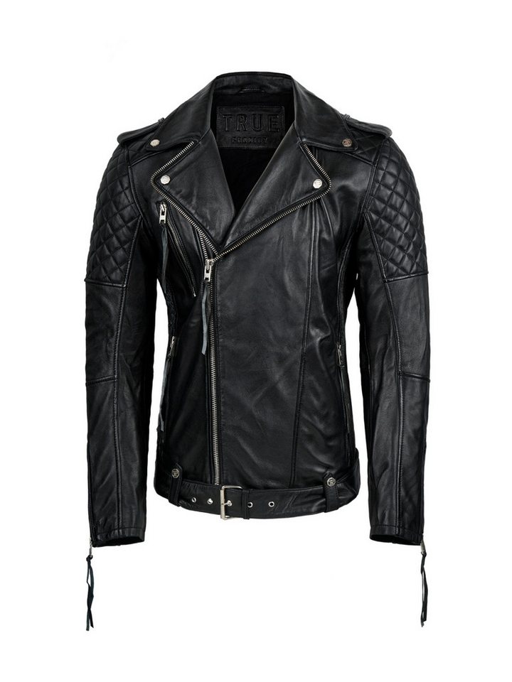 trueprodigy Lederjacke Simba Abgesteppte Details an der Schulter und Logo Applikation – Bild 2 von 5