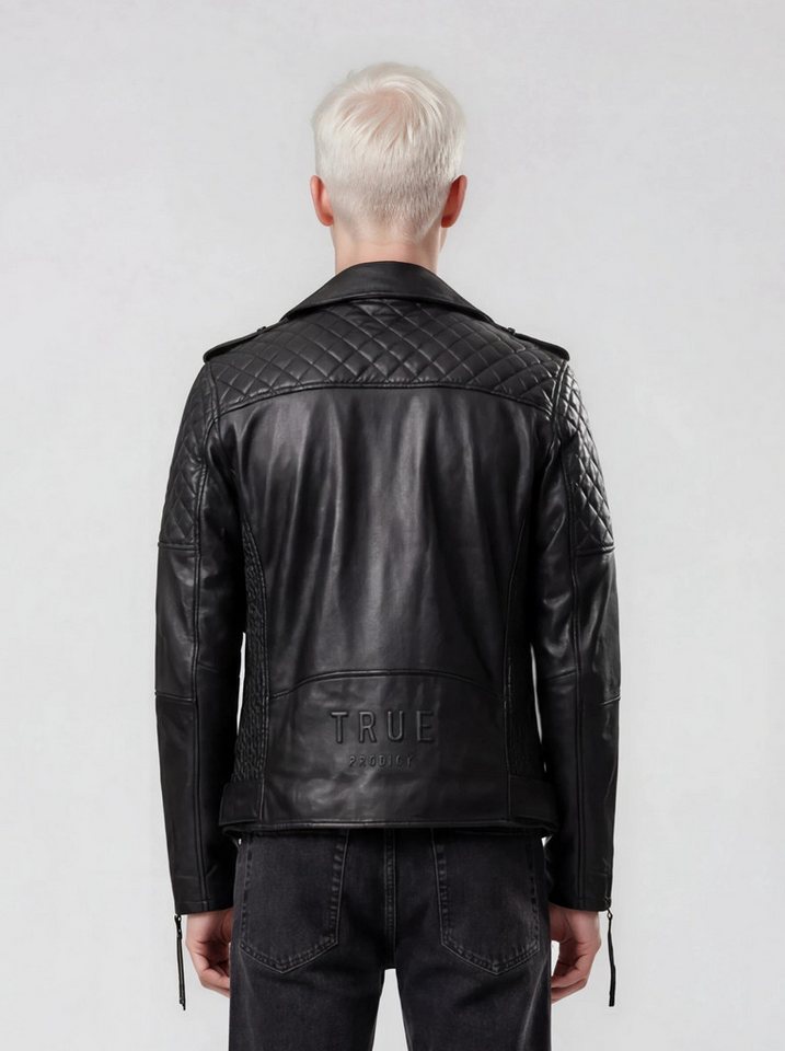 trueprodigy Lederjacke Simba Abgesteppte Details an der Schulter und Logo Applikation – Bild 3 von 5