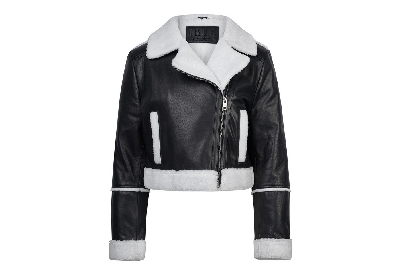 trueprodigy Lederjacke Tristin Pilotenjacke mit Reißverschluss und Felleinsatz – Bild 2 von 5