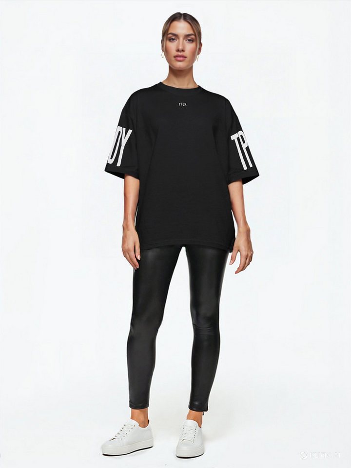 trueprodigy Oversize-Shirt Viktor F Logoprint Rundhals dicker Stoff – Bild 4 von 5