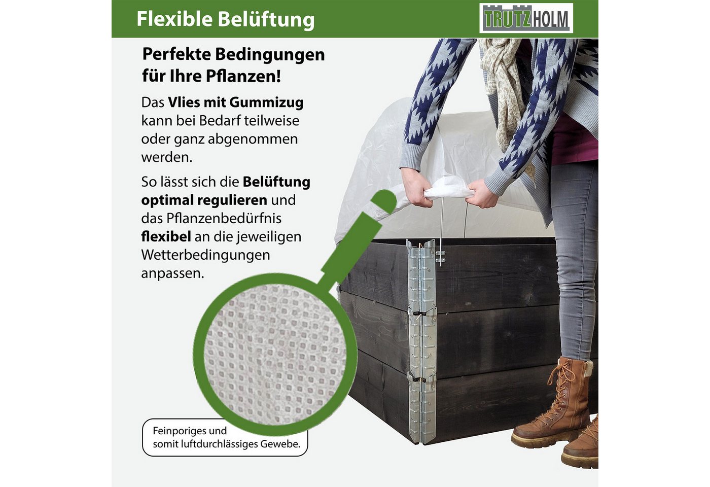 TRUTZHOLM Hochbeet Abdeckung 120 x 80 cm Bogenabdeckung mit Vlies Frühbeetabdeckung – Bild 4 von 5