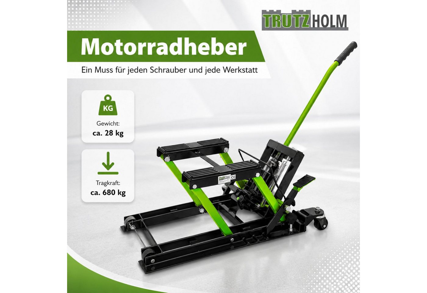 TRUTZHOLM Hydraulikheber Motorradheber 680kg Motorradhebebühne Motorradheber Motorrad Hebebühne, Bequemes Heben und Senken mit Hebel und Fußpedal – Bild 2 von 5