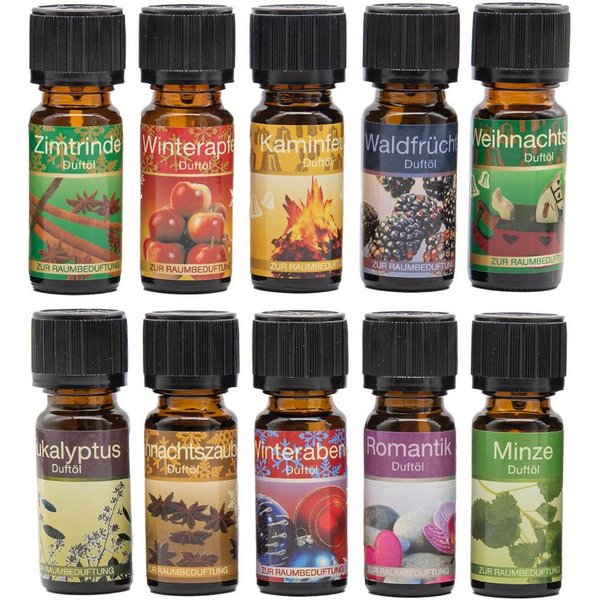 TSB Werk Luftbefeuchter 10x Duftöl Raumduft Raumöl Lampenduft Aromaöle, Raumduftöl, Lampenöl, Winter, Öl, Set