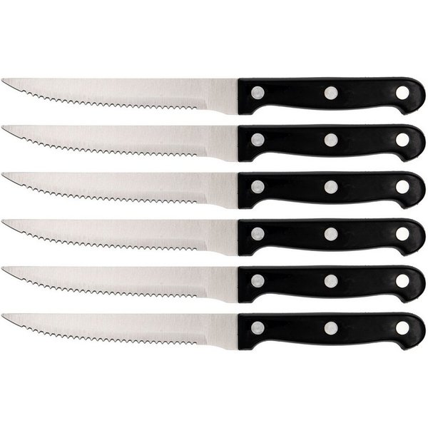 TSB Werk Steakmesser 6x Steakmesser Edelstahl Pizzamesser Steak Messer (6 Stück), Grillbesteck, Fleischmesser, Set