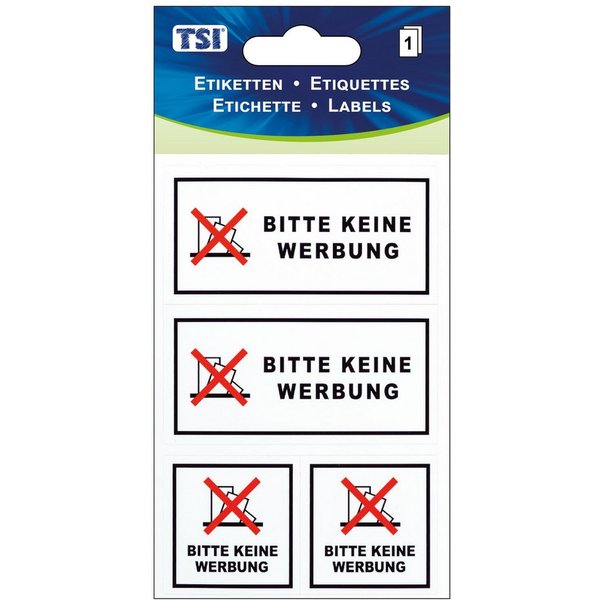 TSI Schreibwaren Aufkleber Etiketten BITTE KEINE WERBUNG