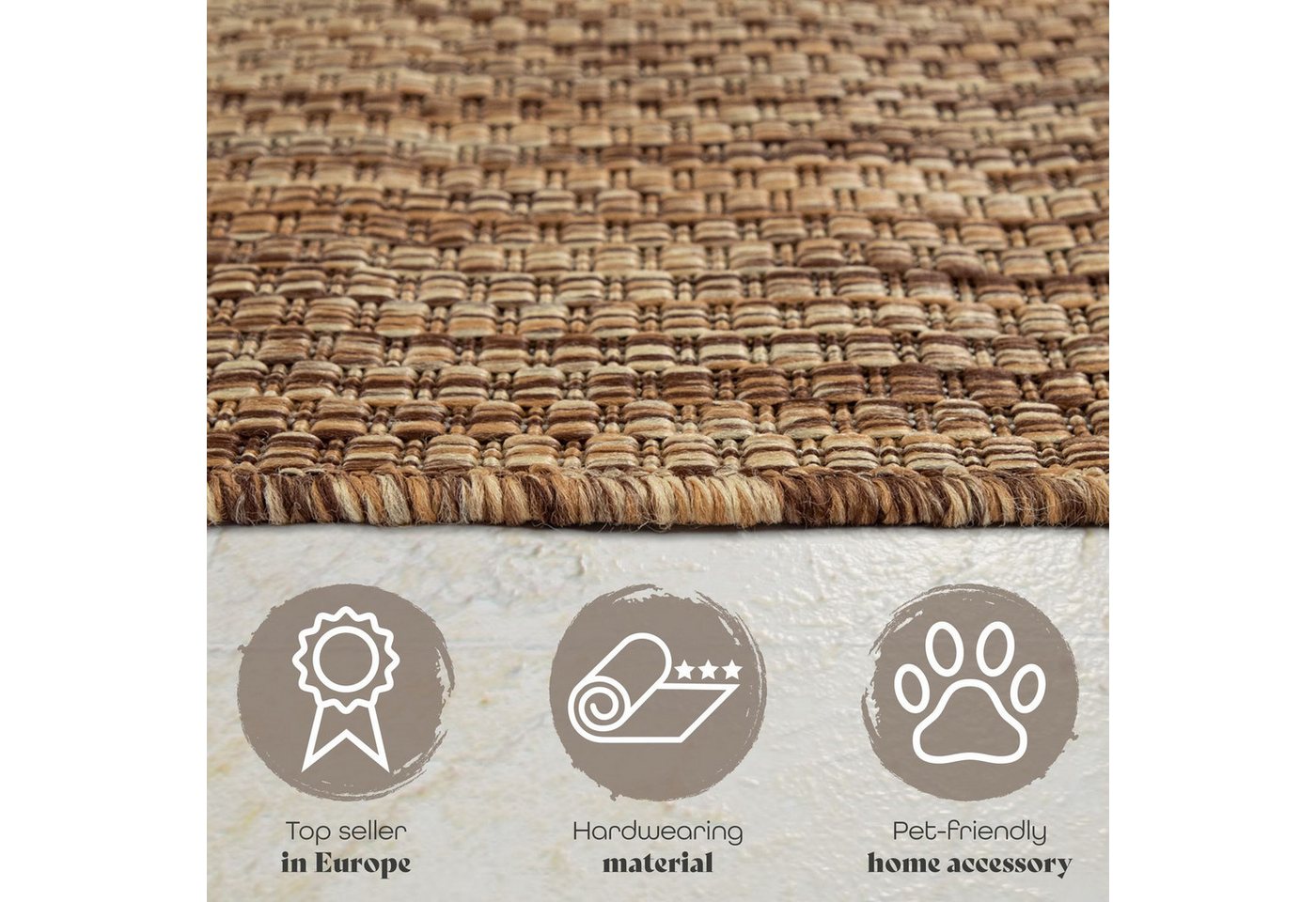 TT Home Teppich Badezimmer, Diele, Esszimmer, Flur, Küche, Schlafzimmer, Wohnzimmer, A, Rechteckig, Höhe: 4 mm, Teppich Outdoor Wohnzimmer Esszimmer Balkon Wett – Bild 5 von 5