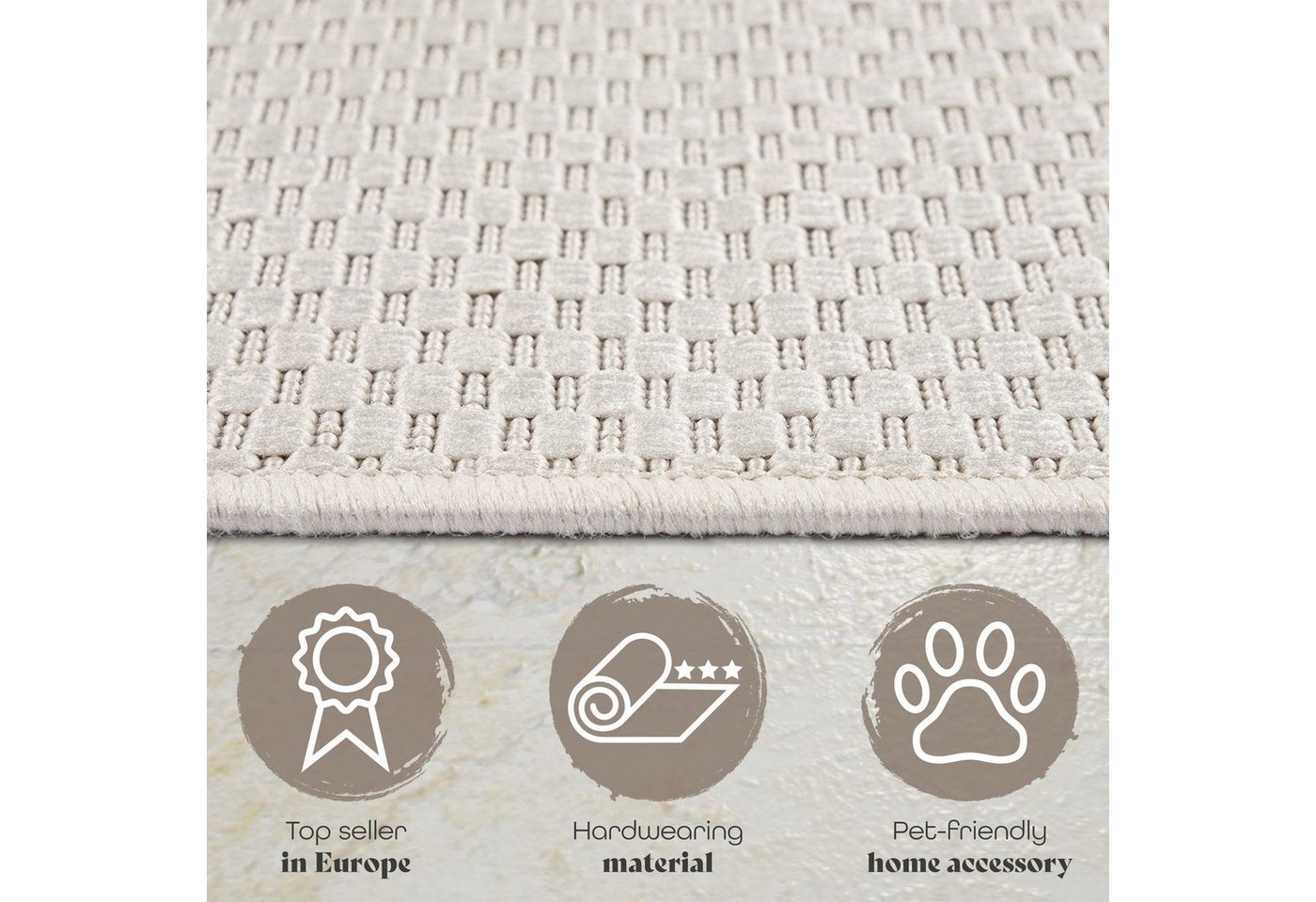 TT Home Teppich Badezimmer, Diele, Esszimmer, Flur, Küche, Schlafzimmer, Wohnzimmer, A, Rechteckig, Höhe: 4 mm, Teppich Outdoor Wohnzimmer Esszimmer Balkon Wett – Bild 5 von 5