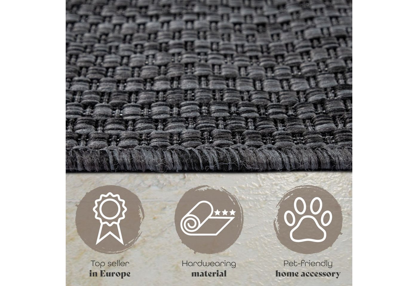 TT Home Teppich Badezimmer, Diele, Esszimmer, Flur, Küche, Schlafzimmer, Wohnzimmer, A, Rechteckig, Höhe: 4 mm, Teppich Outdoor Wohnzimmer Esszimmer Balkon Wett – Bild 5 von 5