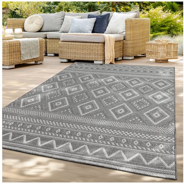 TT Home Teppich Badezimmer, Diele, Esszimmer, Flur, Küche, Schlafzimmer, Wohnzimmer, A, rund, Höhe: 4 mm, In-& Outdoor Teppich Wetterfest Balkon Küche Wohnzimme